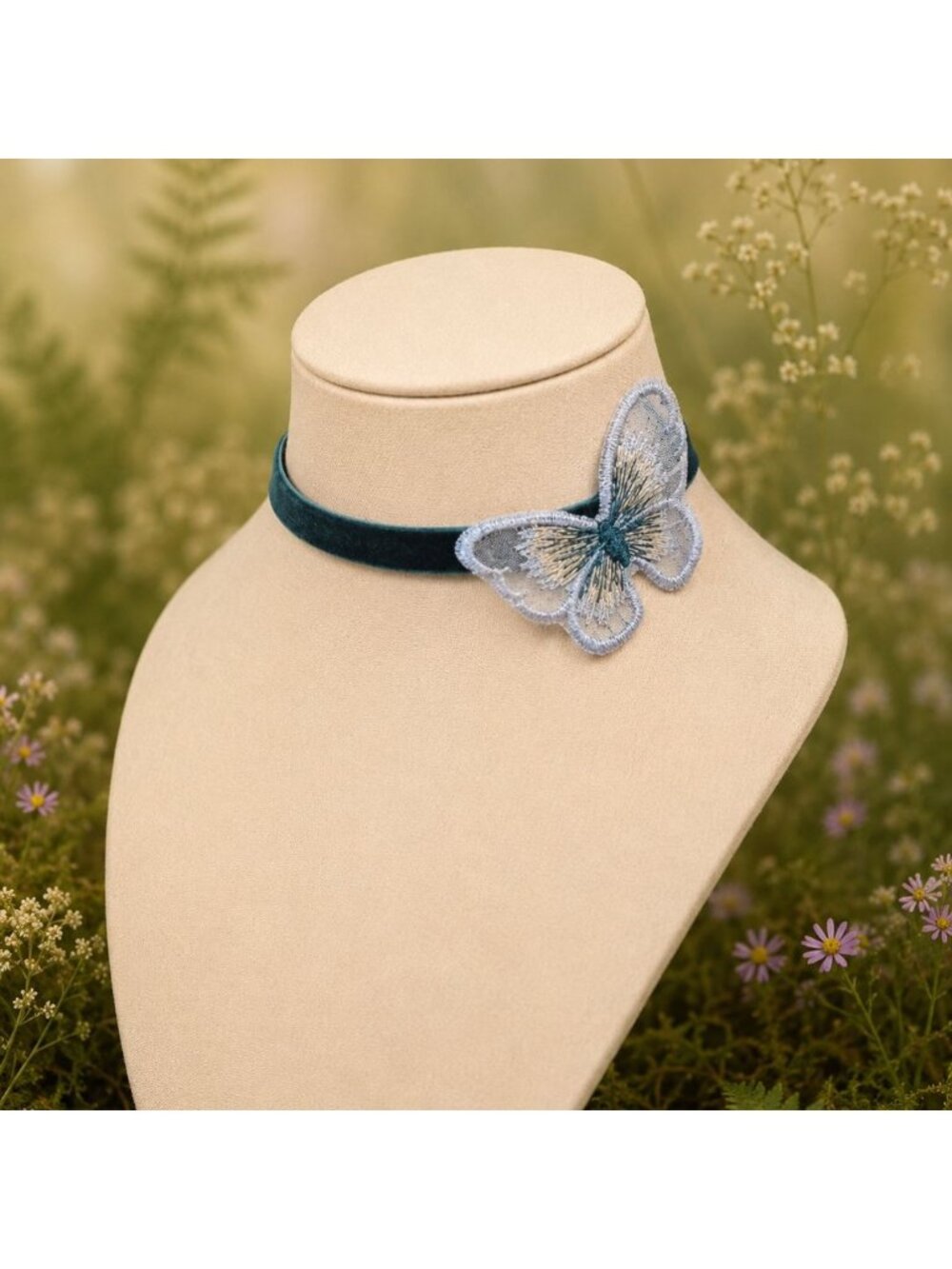 Teal Butterfly Choker Velvet Choker Fairycore Necklace Butterfly Necklace